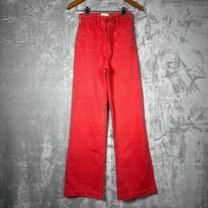Sezane Wide Leg Red Jeans Size 34 High rise Denim‎
